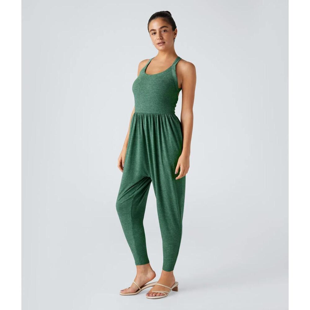 NWT Halara U Neck Pocket Harem Casual Jumpsuit-Easy Peezy Edition Size Small - Picture 4 of 10